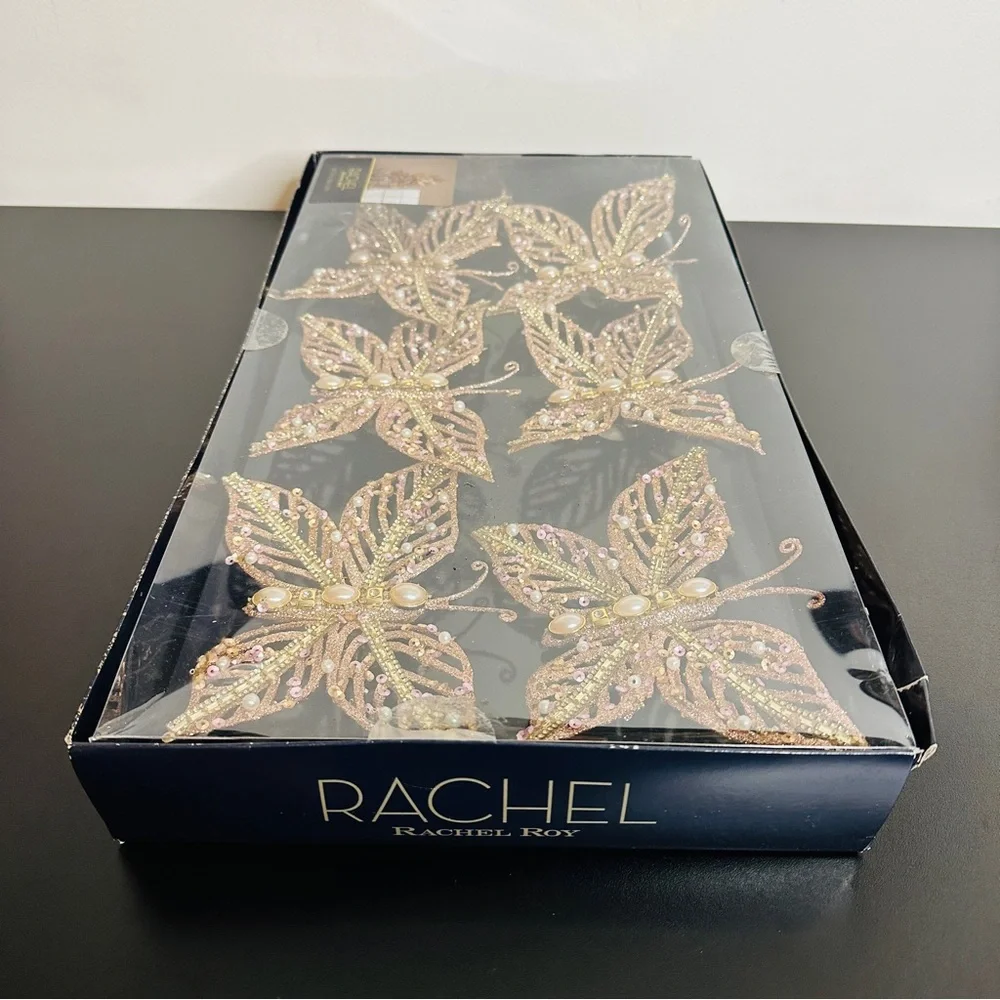 RACHEL Rachel Roy Gold- Colored Butterfly Tree Clip Ornaments NEW!4 - 4.5” - Picture 8 of 10
